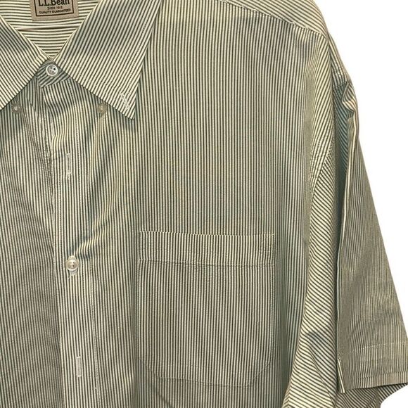 L.L. Bean Cotton Shirt - pale green stripes - XL - Picture 2 of 6